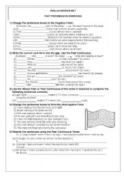 English Worksheet: PAST PROGRESSIVE EXERCISES