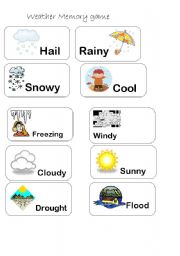 English Worksheet: WEATHER MEMORY GAME part 1/3