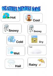 English Worksheet: WEATHER MEMORY GAME PART 2/3