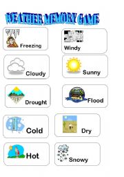 English Worksheet: WEATHER MEMORY GAME PART 3/3