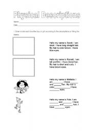 English Worksheet: Physical descriptions
