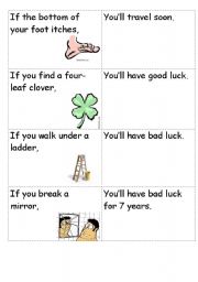 English Worksheet: Superstitions Matching