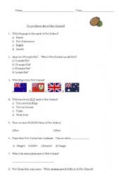 English Worksheet: New Zealand Quiz