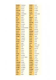English Worksheet: Regular Verbs list