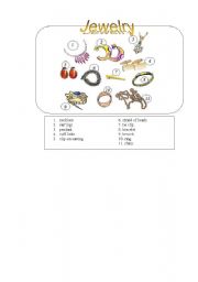 English worksheet: Jewellery. Picture Dictionary
