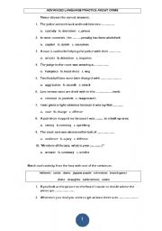 English Worksheet: Crime vocabulary test for Advanced learners with key