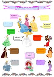 English Worksheet: What colour is the dress?