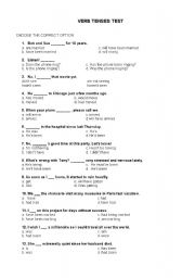 English worksheet: Verb tenses test