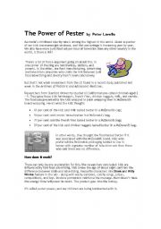 English Worksheet: The Power of Pester