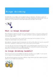 English Worksheet: Binge Drinking