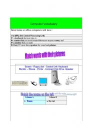 English Worksheet: computer   vocabulary   worksheet