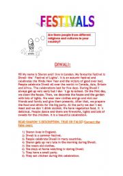 English Worksheet: Festival: Diwali