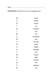 English worksheet: Number Matching
