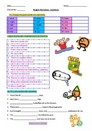 English Worksheet: Adjectives