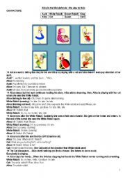 English Worksheet: Alice in the Wonderlands - play script for KIDS