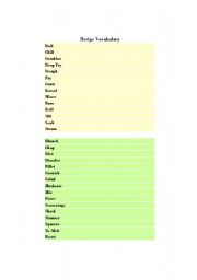 English Worksheet: Recipe Vocabulary