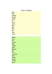 Recipe Vocabulary