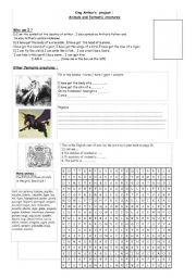 English Worksheet: King Arthurs  project : Animals and fantastic creatures 