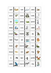 English Worksheet: Animals-Dominoes-Games