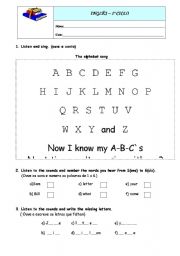 English Worksheet: abc song