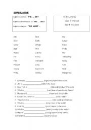 English worksheet: Superlative