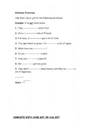 English Worksheet: have or has???