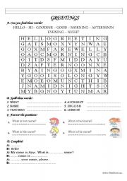 English Worksheet: greetings