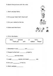 English worksheet: classroom rules