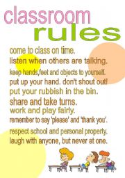 English Worksheet: classroom rules