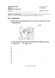 English worksheet: body parts