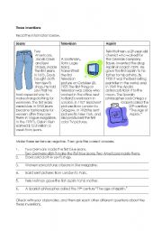 English Worksheet: Three Inventions