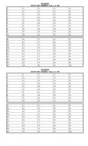 English Worksheet: NUMBER REVISION 1-100