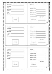 English Worksheet: I.D. cards