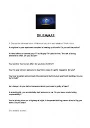 English worksheet: dilemmas