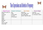 English Worksheet: TABLE :TIME EXPRESSIONS PLUS ADVERBS OF FREQUENCY