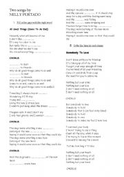 English worksheet: Two songs by Nelly Furtado