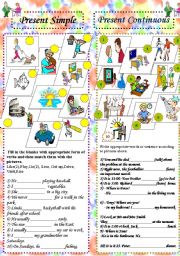 English Worksheet: present simple+ present continuous