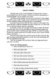 English Worksheet: reading - simple present