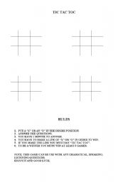 English worksheet: TIC TAC TOC RULES