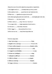 English worksheet: adjectives