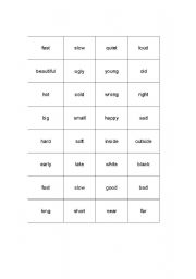 English Worksheet: Opposites Matching Game