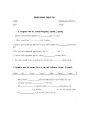English worksheet: Simple Present English Test