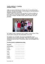 English Worksheet: Family relations 2 - Reading