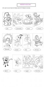 English Worksheet: cut and glue the pictures