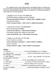 English Worksheet: Wish grammar explanation