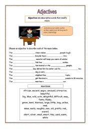 English Worksheet: Adjectives