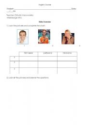 English Worksheet: His , Her first, last names and nicknames