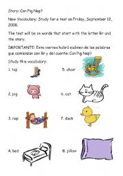 English Worksheet: Can Pig Nap?