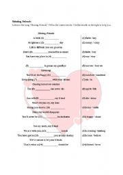 English worksheet: ESL Song - Shinning Friends