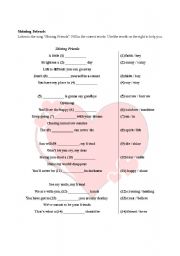 English Worksheet: ESL Song - Shinning Friends